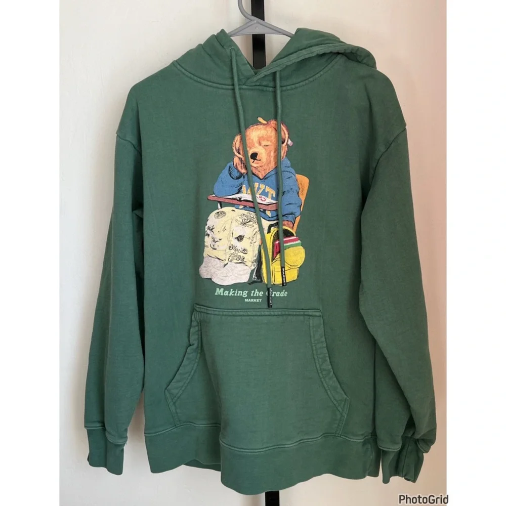 Market Making The Grade Green Bear Graphic Hoodie Mens